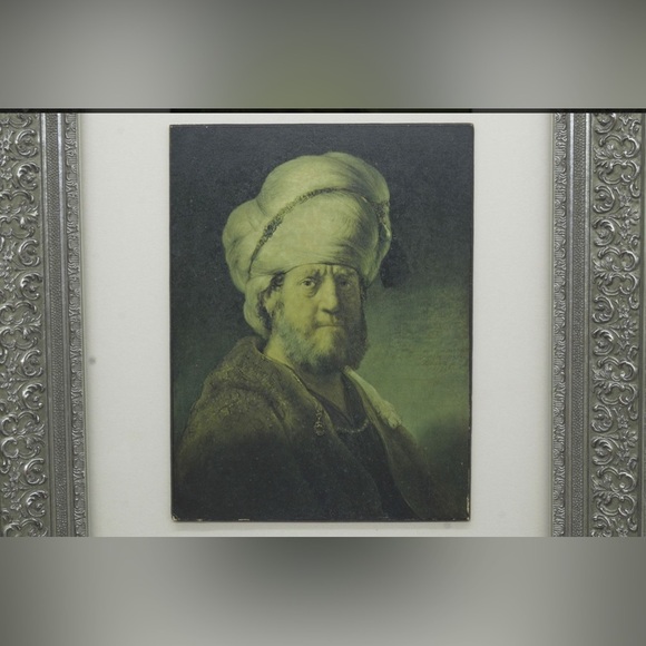 Sterling silver leaf frame Rembrandt "Man in Oriental Dress - Picture 3 of 7